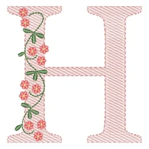 Matriz de bordado Alfabeto com Flores Letra H (Pontos Leves) Matriz de bordado Alfabeto com Flores Letra H (Pontos Leves)