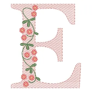 Matriz de bordado Alfabeto com Flores Letra E (Pontos Leves) Matriz de bordado Alfabeto com Flores Letra E (Pontos Leves)