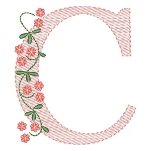 Matriz de bordado Alfabeto com Flores Letra C (Pontos Leves) Matriz de bordado Alfabeto com Flores Letra C (Pontos Leves)