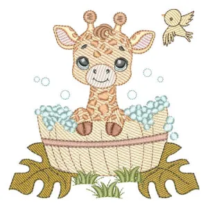 Matriz de bordado Girafa Safari Tomando Banho (Pontos Leves) Matriz de bordado Girafa Safari Tomando Banho (Pontos Leves)