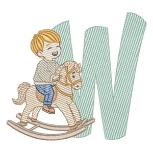 Matriz de bordado W - Menino Cavalinho Matriz de bordado W - Menino Cavalinho