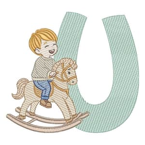 Matriz de bordado U - Menino Cavalinho Matriz de bordado U - Menino Cavalinho