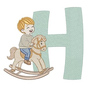 Matriz de bordado H - Menino Cavalinho Matriz de bordado H - Menino Cavalinho