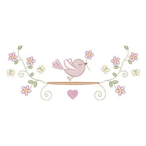 Matriz de bordado Galho com Floral e Pássaro Matriz de bordado Galho com Floral e Pássaro