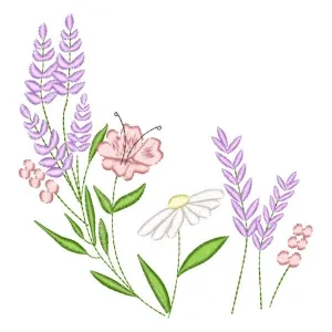 Matriz de bordado Florais coloridas delicada Matriz de bordado Florais coloridas delicada