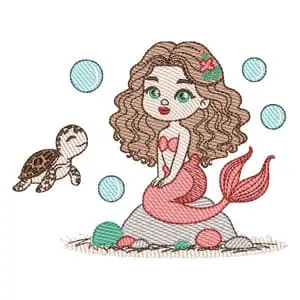 Matriz de bordado Sereia e Tartaruga (Pontos Leves) Matriz de bordado Sereia e Tartaruga (Pontos Leves)