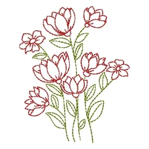 Matriz de bordado Flores em Contorno Matriz de bordado Flores em Contorno