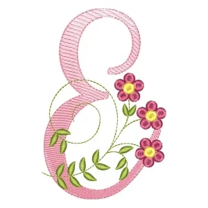 Matriz de bordado alfabeto floral letra e Matriz de bordado alfabeto floral letra e
