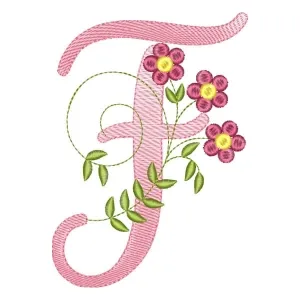 Matriz de bordado alfabeto floral letra f Matriz de bordado alfabeto floral letra f