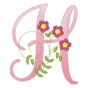 Matriz de bordado alfabeto floral letra h Matriz de bordado alfabeto floral letra h