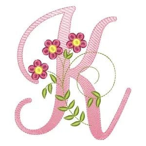 Matriz de bordado alfabeto floral letra k Matriz de bordado alfabeto floral letra k