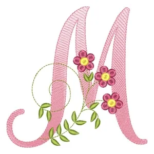 Matriz de bordado alfabeto floral letra m Matriz de bordado alfabeto floral letra m