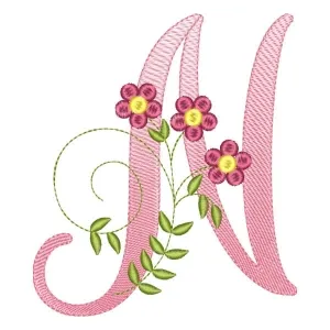 Matriz de bordado alfabeto floral letra n Matriz de bordado alfabeto floral letra n