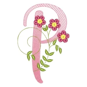 Matriz de bordado alfabeto floral letra p Matriz de bordado alfabeto floral letra p
