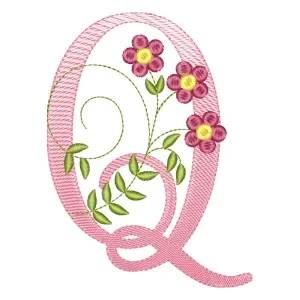 Matriz de bordado alfabeto floral letra q Matriz de bordado alfabeto floral letra q