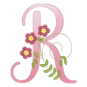 Matriz de bordado alfabeto floral letra r Matriz de bordado alfabeto floral letra r