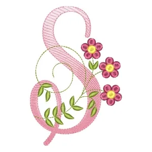 Matriz de bordado alfabeto floral letra s Matriz de bordado alfabeto floral letra s