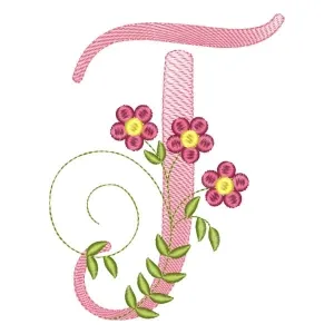 Matriz de bordado alfabeto floral letra t Matriz de bordado alfabeto floral letra t