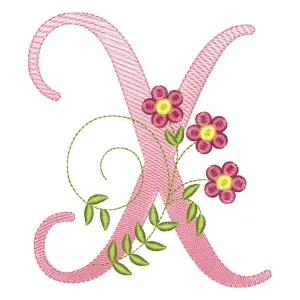 Matriz de bordado alfabeto floral letra x Matriz de bordado alfabeto floral letra x