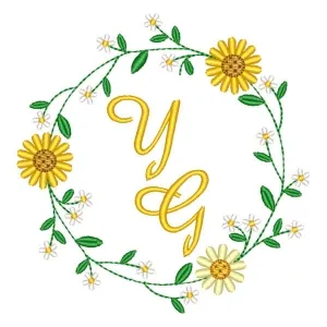 Matriz de bordado Moldura floral margaridas - Moldura letras Matriz de bordado Moldura floral margaridas - Moldura letras