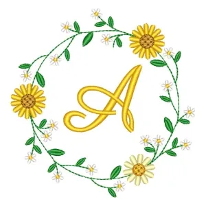 Matriz de bordado Moldura floral margaridas - Moldura letra Matriz de bordado Moldura floral margaridas - Moldura letra