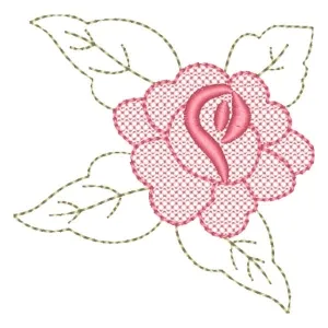 Matriz de bordado Rosinha com Folhas Matriz de bordado Rosinha com Folhas