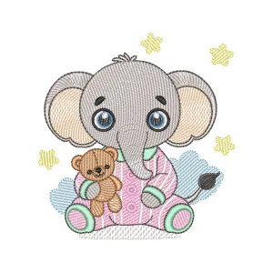 Matriz de bordado Elefante de Pijama Matriz de bordado Elefante de Pijama