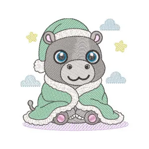 Matriz de bordado Hipopótamo com Cobertor Matriz de bordado Hipopótamo com Cobertor