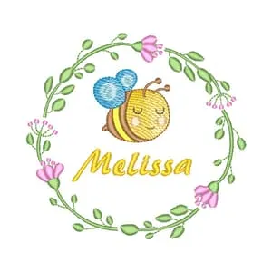 Matriz de bordado Abelha Moldura Nome Matriz de bordado Abelha Moldura Nome