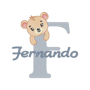 Matriz de bordado Alfabeto Ursinho Letra F (Pontos Leves) Matriz de bordado Alfabeto Ursinho Letra F (Pontos Leves)