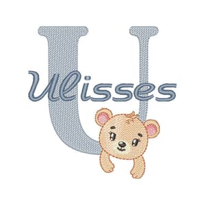 Matriz de bordado Alfabeto Ursinho Letra U (Pontos Leves) Matriz de bordado Alfabeto Ursinho Letra U (Pontos Leves)