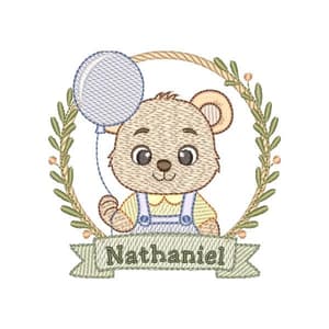 Matriz de bordado Ursinho na Moldura com Nome (Pontos Leves) Matriz de bordado Ursinho na Moldura com Nome (Pontos Leves)