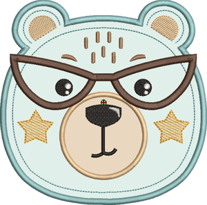 Matriz de bordado Urso de Óculos (Aplique) Matriz de bordado Urso de Óculos (Aplique)