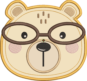 Matriz de bordado Urso de Óculos (Aplique) Matriz de bordado Urso de Óculos (Aplique)