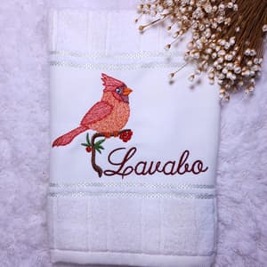 Matriz de bordado Cardeal no Galho Com Nome (Pontos Leves) Matriz de bordado Cardeal no Galho Com Nome (Pontos Leves)