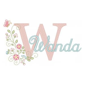 Matriz de bordado Letra W com Nome Alfabeto Doce Primavera (Pontos Leves) Matriz de bordado Letra W com Nome Alfabeto Doce Primavera (Pontos Leves)