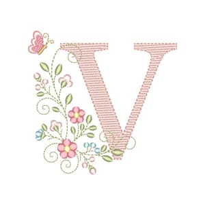 Matriz de bordado Letra V Alfabeto Doce Primavera (Pontos Leves) Matriz de bordado Letra V Alfabeto Doce Primavera (Pontos Leves)