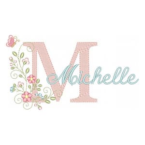 Matriz de bordado Letra M com Nome Alfabeto Doce Primavera (Pontos Leves) Matriz de bordado Letra M com Nome Alfabeto Doce Primavera (Pontos Leves)