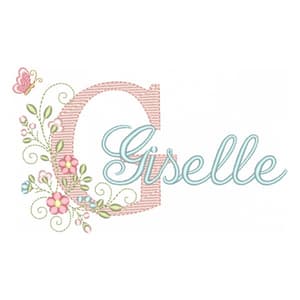 Matriz de bordado Letra G com Nome Alfabeto Doce Primavera (Pontos Leves) Matriz de bordado Letra G com Nome Alfabeto Doce Primavera (Pontos Leves)