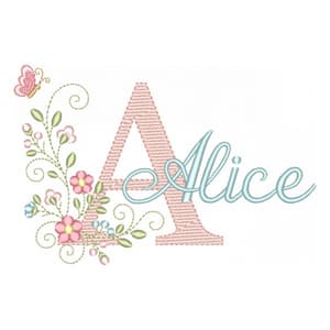 Matriz de bordado Letra A com Nome Alfabeto Doce Primavera (Pontos Leves) Matriz de bordado Letra A com Nome Alfabeto Doce Primavera (Pontos Leves)