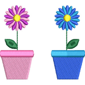 Flower vase Embroidery Design