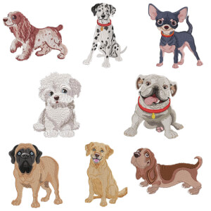 Dogs embroidery design pack