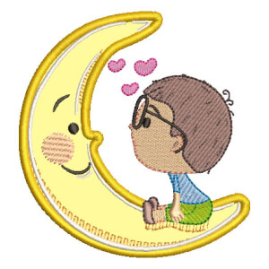 Boy and Moon (Applique) Embroidery Design
