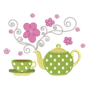 Tea Time Embroidery Design