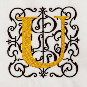 Alphabet Monogram U Embroidery Design