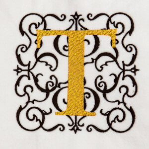 Alphabet Monogram T Embroidery Design