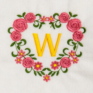 Flower Monogram W Embroidery Design