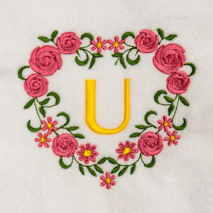 Flower Monogram U Embroidery Design