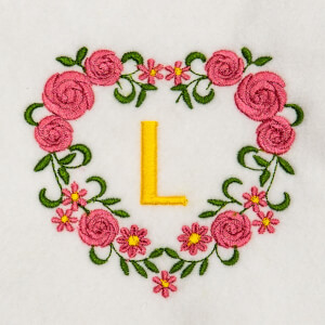 Flower Monogram L Embroidery Design
