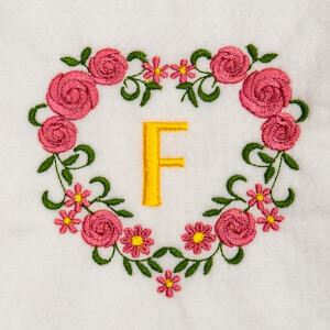 Flower Monogram F Embroidery Design